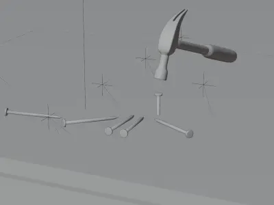 Hammer and nail Free 3D model