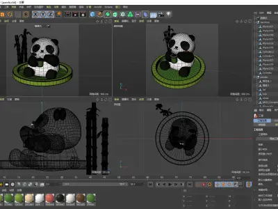 chinese panda huahua 3D model