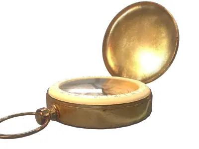 Vintage gold antique compass da1 Low-poly 3D model