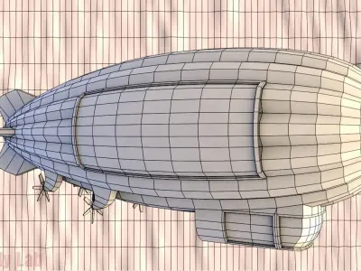 Cartoon Airship Low Poly Blimp Free low-poly 3D model