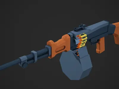 Stylized RPD LMG Low Poly Mobile Ready Low-poly 3D model