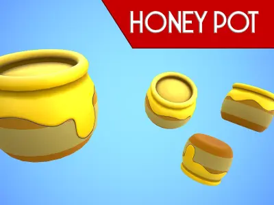 HONEY POT CARTOON STYLIZED Low-poly 3D model