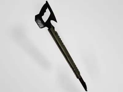 Tactical tomahawk with crowbar melee weapon Free low-poly 3D model