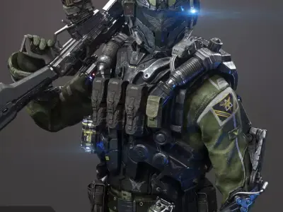 SCIFI - ASSAULT SOLDIER Low-poly 3D model