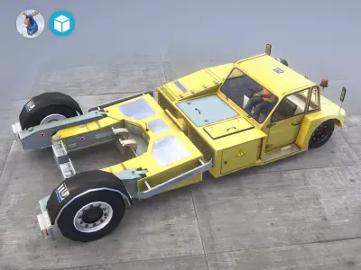 Towbarless Aircraft Tractors LTD TPX-200-S yellow Low-poly 3D model