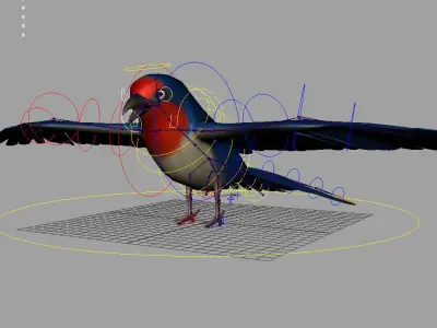 Rigged and animated cartoon swallow  3D model