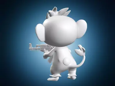 Tanzee Monkey Pal With Assault Rifle 3D print model