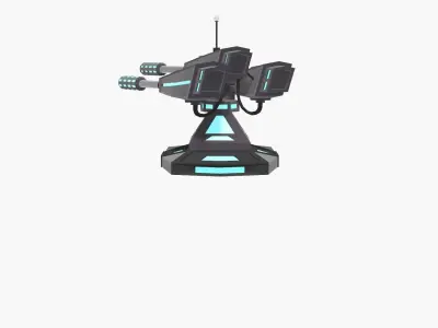 Tower Defense Cannon Low-poly 3D model