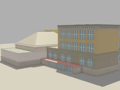 High School Low-poly 3D model