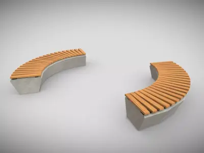 Outdoor Cement Semi-Circular Bench  Low-poly 3D model