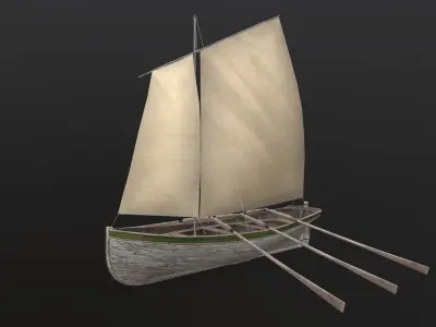Old wooden boat Yal-6 Low-poly 3D model