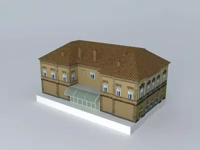 Old Commercial Building Low-poly 3D model