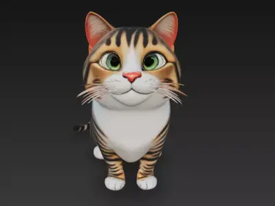 Cat Realistic 3D Model - Low Poly Realistic Low-poly 3D model