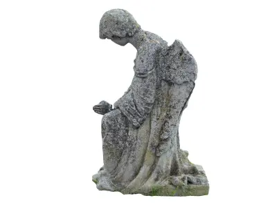 Destroyed Angel Funeral Sculpture Monument Low-poly 3D model