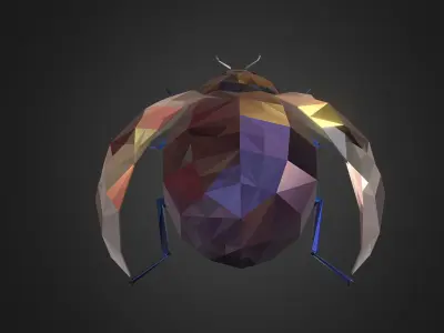 Bug Ladybug White Low Polygon Art Insect Low-poly 3D model