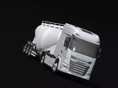 2021 DAF XG 480 Cement Trailer Low-poly 3D model