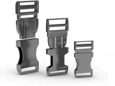 Set of 3 Buckles for Lanyards or similar Low-poly 3D model Low-poly 3D model