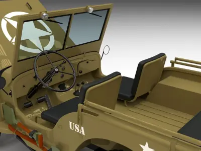 Full w chassis Jeep Willys MB Military Desert HDRI 3D model