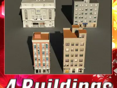 Building Collection 41-44 Low-poly 3D model