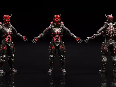 Cyberpunk Oni  Low-poly 3D model
