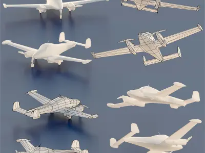 Paper Aircrafts Low-poly 3D model