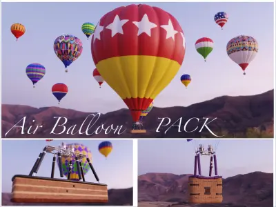 Hot Air Blloon Pack 3D model