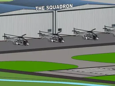 small civilian and military airport concept 3D model