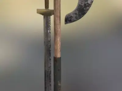axe and swords Low-poly 3D model