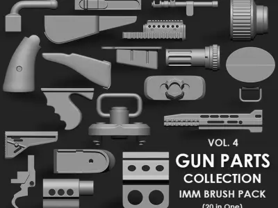 GUN PARTS MEGA PACK 4 IN ONE 91 BRUSHES 3D model