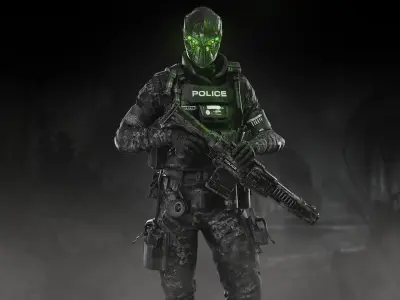 Sci Fi Police Soldier Low-poly 3D model