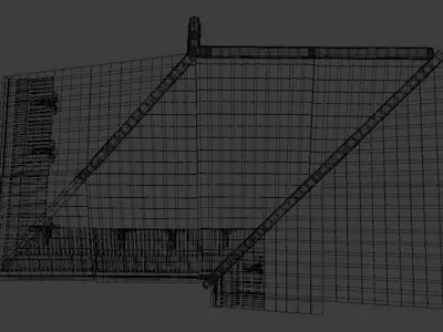 Modular Japanese Shrine Roof Low-poly 3D model