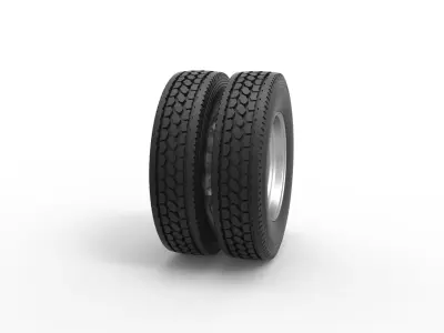 Rear custom wheel of semi truck Version 21 Scale 1 to 25 3D print model