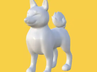 Happy Charming Cartoon Shiba Inu Dog Figure Figurine Model 3D model