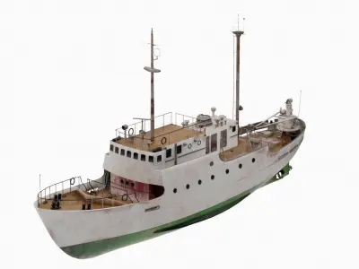 Fishing Boat Low-poly 3D model