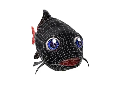 Red Tailed Black Animated Shark  Low-poly 3D model