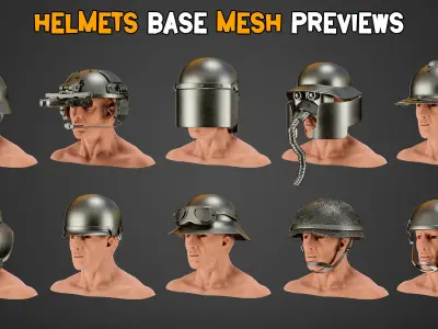 30 Military Helmet Base Mesh Vol 04 Low-poly 3D model