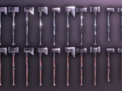 Modular Melee Stylized Melee Weapon Procedural Parts Pack  Low-poly 3D model