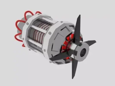 EngineCylinder propeller Low-poly 3D model