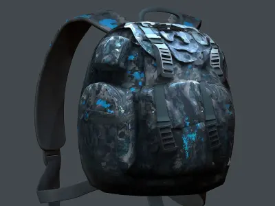 Backpack military combat Black baggage  Low-poly 3D model