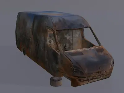 Van Burnt Free low-poly 3D model