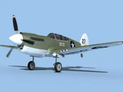 Curtiss P-40F Warhawk V12 USAAF 3D model
