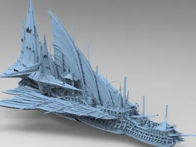 Sci fi Mongol pirate Lord ship 3D model
