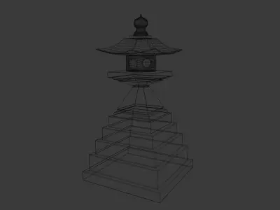 Japanese Stone Lantern 1 Low-poly 3D model
