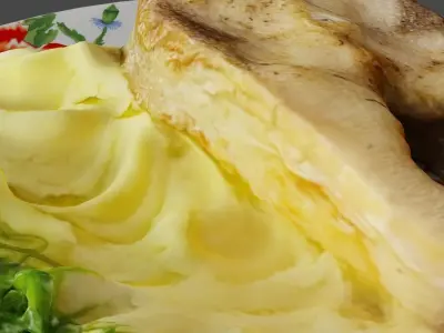 Fried Fish with Creamy Mashed Potatoes and Chukka Weed 3D model