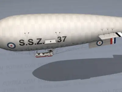 Airship - English Royal Naval Air Service SSZ Zero 1915 - WWI - 3D model