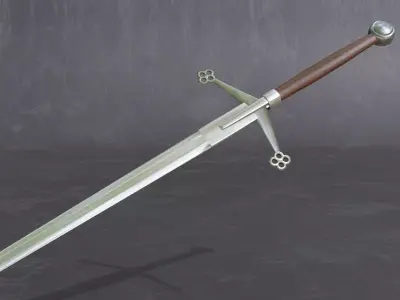 medieval scottish claymore - two-handed sword - PBR 3D model Low-poly 3D model