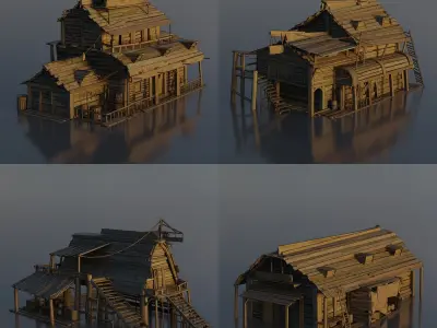 Pirate Town - Kitbash Low-poly 3D model