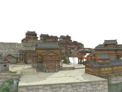 Ancient town Low-poly 3D model