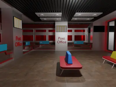 Post Office Interior Low-poly 3D model