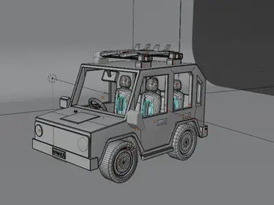 Low poly car toy with surfboards Free low-poly 3D model